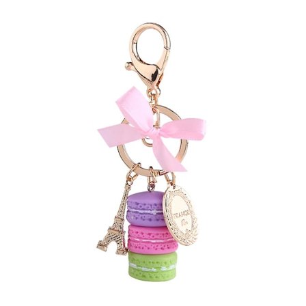 Färgglad Söt Macaron Eiffeltornet Nyckelring Väska Hänge Bil Charm Dekoration (Lila)