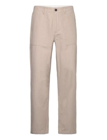 Flint Wide Slub Yarn Pants - Gots/V Beige Knowledge Cotton Apparel