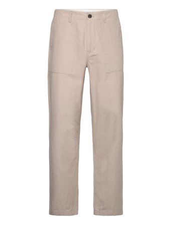 Flint Wide Slub Yarn Pants - Gots/V Beige Knowledge Cotton Apparel