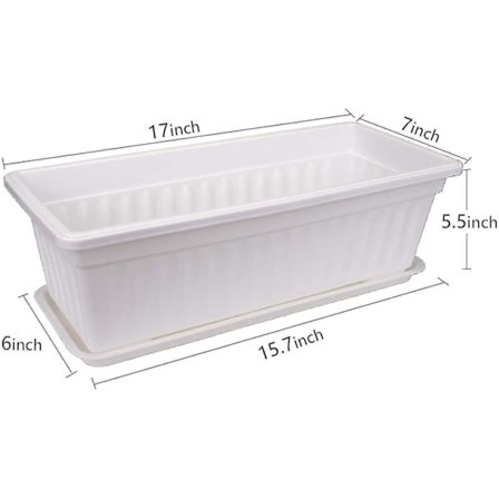 5-pack 17 tum vita blomlådor i plast