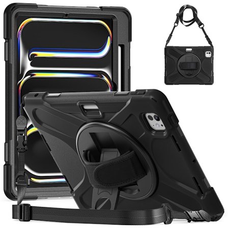 iPad Pro 11 2025/2024 Skal 360° Hybrid Shockproof Kickstand Svart