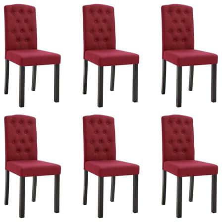 Vidaxl Matstolar 6 St Vinröd Tyg Röd