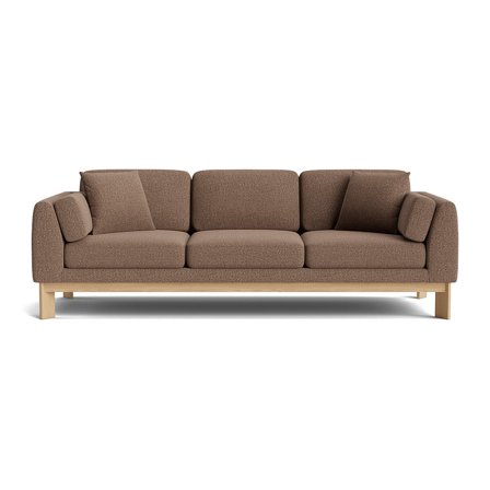 Nordica 3 personers sofa - Nordic Brun - 237x93x81cm - Komfortabel 3 pers. sofa i Massivt træ, stof & PU skum - Perfekt til stuen