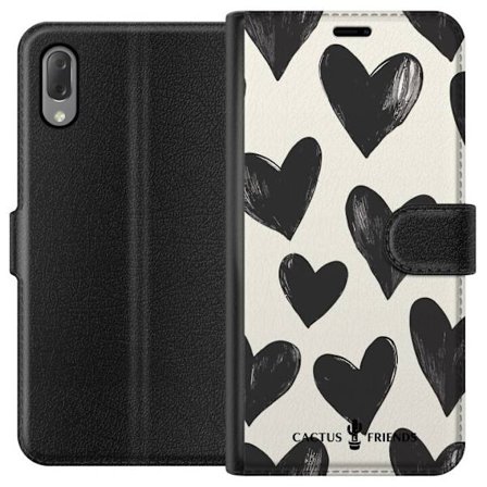 Kompatibelt Lommeboketui til Sony Sony Xperia L3 Cactus and Friends - Bold Black Love Pattern
