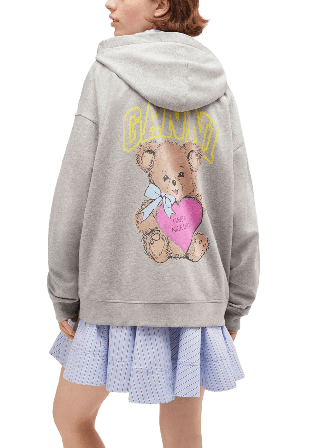 GANNI Isoli Teddy Oversized Zip Hoodie Tröjor Dam Grå XXS/XS