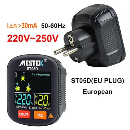 30-250V Portabel Digital Uttagstestare Detektor Rcd Spänningstestare Jord Polaritet Fas Kontrollverktyg Med Färgdisplay