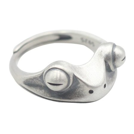 Groda Ring 925 Silver Vintage Style Justerbar Ring
