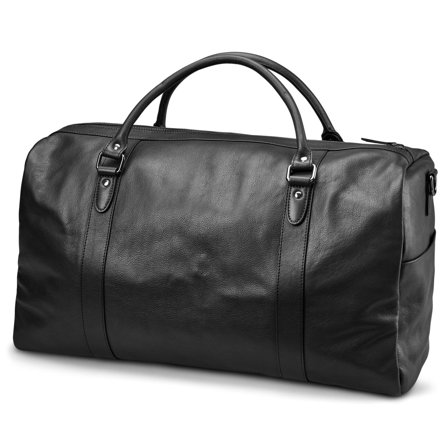 Bolso deportivo de cuero de plena flor negro para hombres - Bolsos de cuero
