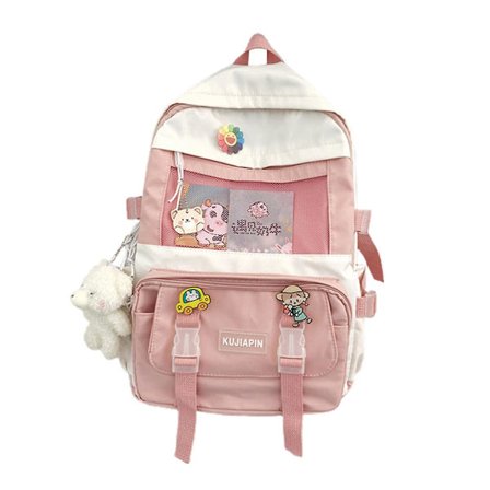 Stor Acity skoletaske til studerende koreansk stil Kvinde (Pink)