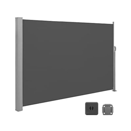 SONGMICS 160 x 350 cm (H x L), Sidemarkise til altan og terrasse, Sidegardin, Smoky Grey