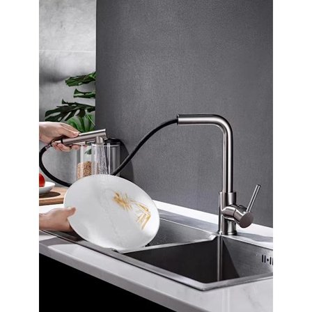 Børstet udtræk køkkenhane, køkkenvask mixer med bruser,