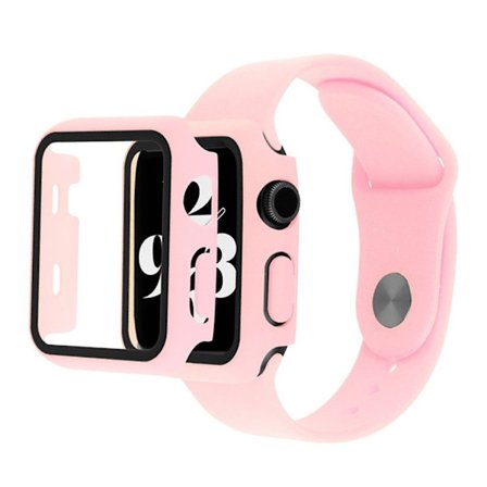 Apple Watch Series 6 / 5 40mm cover with tempered glass + watch band - Deep Pink