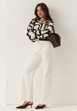 Happy Holly - Viscose Blouse - Black/Cream