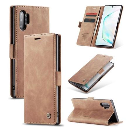 CaseMe Samsung Galaxy Note 10 Plus Vintage kotelot - Vaalean ruskea Brown