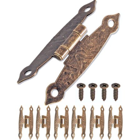 Set med 6 antikke hengsler, bronse design for skap, skap, kommode