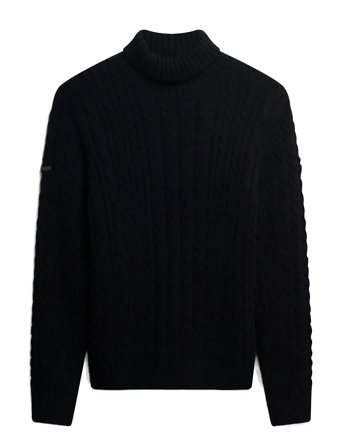 Jacob Cable Roll Neck Jumper Navy Superdry