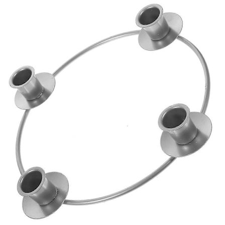 Adventsljusstake Ring Julkrans Tillbehör Elegant Design Silver 1 st Ljusstöd För Juldekoration