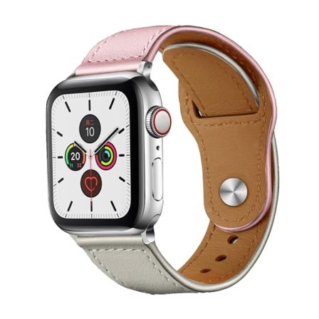 Affärsrem i äkta läder för Apple Watch Band 44 mm 40 mm 41 mm 45 mm 42 mm 38 mm 49 mm Handledsarmband iWatch Series 8 se 7 6 5 4 3 Pink and white for 