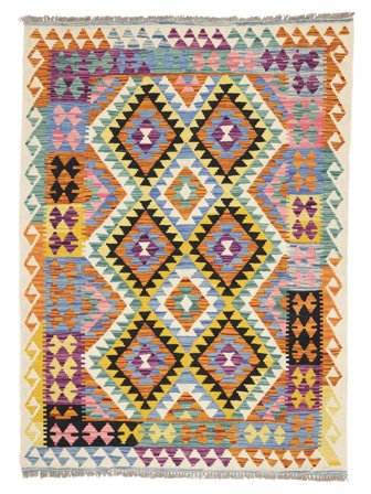 Hand Woven Kilim Afghan Old Style Rug 136X185 Wool Dark Red/Brown Small