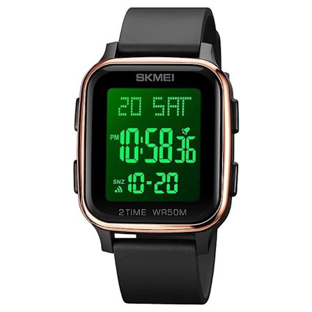 Skmei 1858 Square Digital Dual Display Luminous Watch 1858 Rose Gold