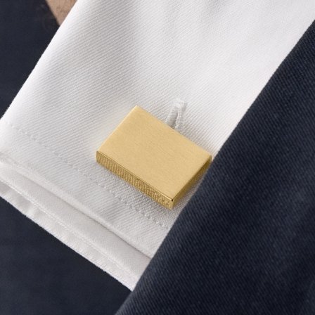 Matte rektangulære mansjettknapper i gulltone for menn