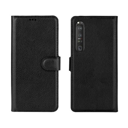 Flip Stand Leather Wallet Case For Sony Xperia 1 III 5G Black