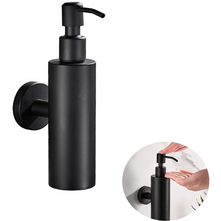 304 Veggmontert såpedispenser i rustfritt stål - 200 ml - Svart
