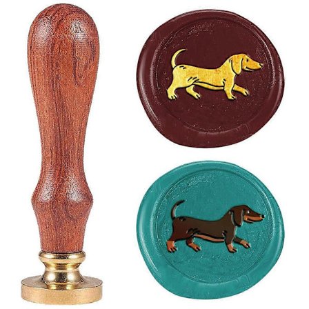 Dachshund Voks Segl Stempel 1" Hund Vintage Forseglingsstempel Avtakbart Messinghode Seglstempel med Trehåndtak for Konvolutt Gratulasjonskort 