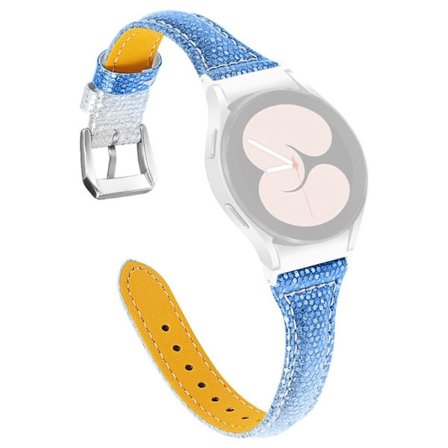 Samsung Galaxy Watch 5 / 5 Pro gradientfärgad klockarmband i koskinnläder - Silver / Blå