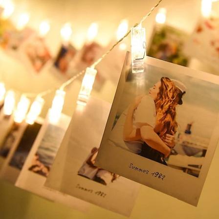 Led Foto Klip Lysstreng, 40 Lystede Teelysholdere 6m Batteridrevet Julelys, Perfekt Til At Hænges Fotos, Noter, Malbar Bil