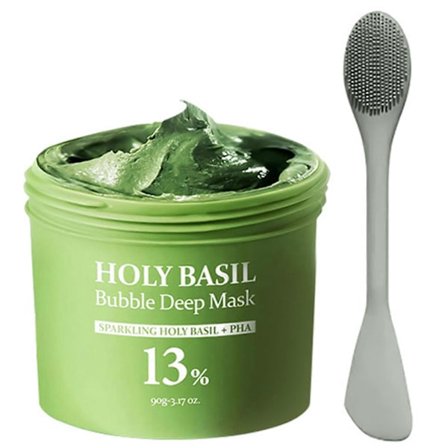 Högkvalitativ Holy Basil Bubble Djuprengörande Mask Porrengöring, Pormask- & Talgvård för Alla Hudtyper, Mild Formula