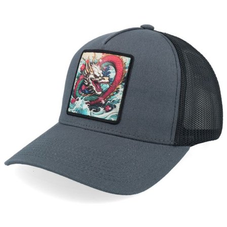 Iconic - Grå trucker Keps - Ryujin Wave Grey/Black Trucker @ Hatstore