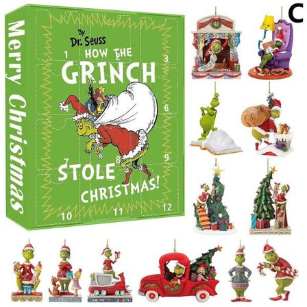 Kreativ julnedräkning Grinch blind box Grönt Monster julgranshänge Jul blind box