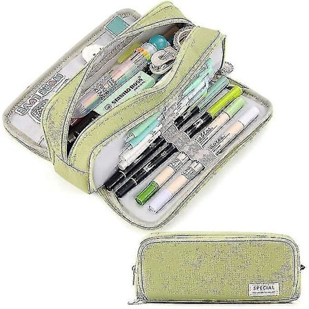 Large Pencil Case Big Capacity 3 Compartments Canvas Pencil Pouch For Students
