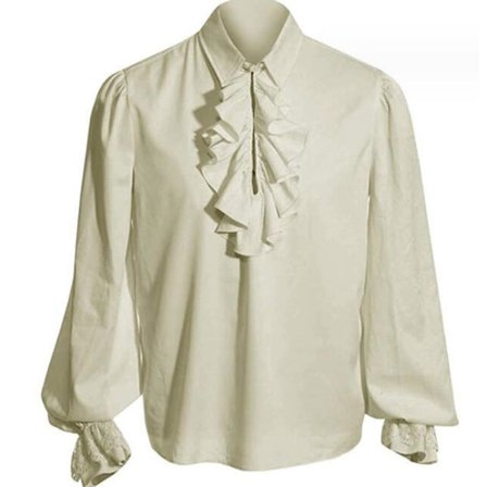 Hvit skjorte med volanger for menn i viktoriansk stil