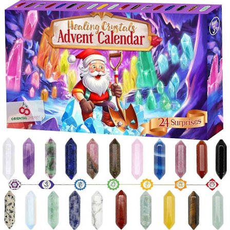 2025 Julekalender Gaver 24 dage Krystaller Sten Sæt Med Krystal Halskædeholder Forstørrelsesglas Opbevaringspose