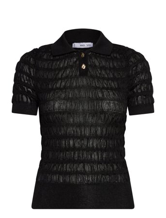 Mango Polo-Neck Textured Sweater - Black - M