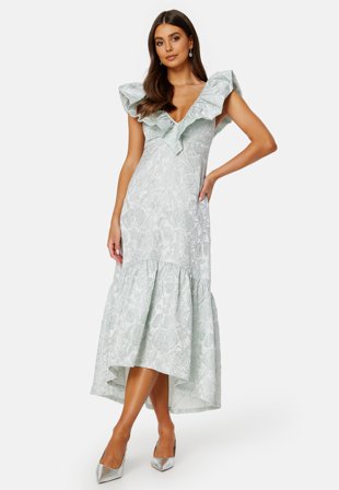 BUBBLEROOM Summer Luxe Flounce Midi Dress Green Klær