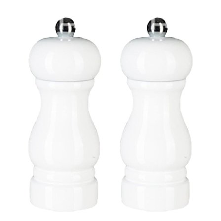 Salt- og pepperkvernsett, manuelle pepperkverner med justerbar 5 tommers hvit
