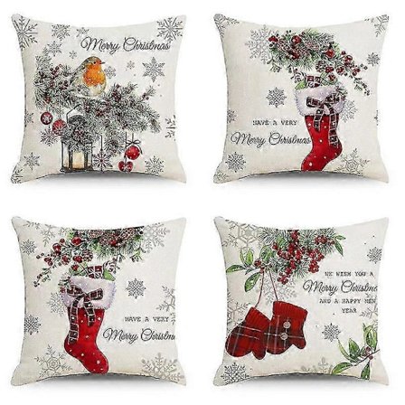 4 Dele Jule Pudebetræk Dekor, Jule Pudebetræk, Pude Jule Pudebetræk, Jule Pudebetræk, Jule Pudebetræk, Jul