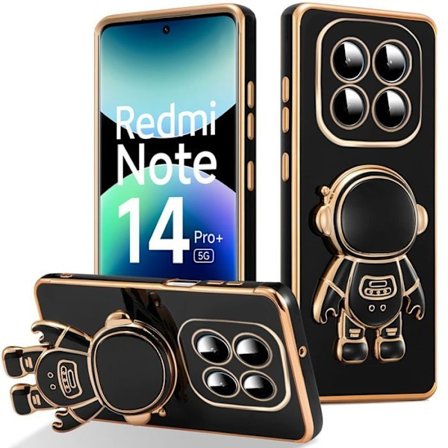Fodral för Xiaomi Redmi Note 14 Pro Plus 5G/Note 14 Pro+ 5G, Skydd med Astronautstöd - Svart