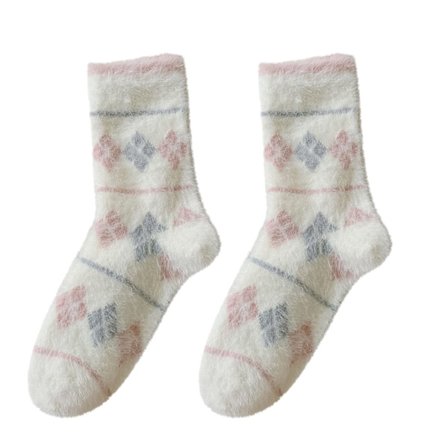Women's Winter Thick Printed Coral Mink Velvet Socks Non-Slip Floor Socks Thigh High Patterned Socks
