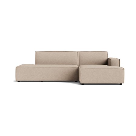 Lyon chaiselong sofa, højrevendt | open end - Loop Beige - 278x160x78cm - Komfortabel Sofa med Chaiselong & Bøgetræsramme