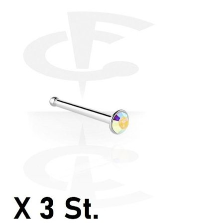 OBS 3 st Näspiercing i IP-pläterad 316L stål med 2,5 mm AB CZ