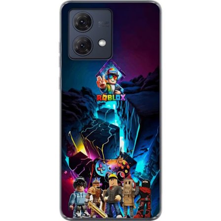 Kompatibel Mobilcover til Motorola Moto G84 Roblox futuristisk neon gamingdesign med avatarer og farveeksplosion, populært motiv for børn og gamere, d