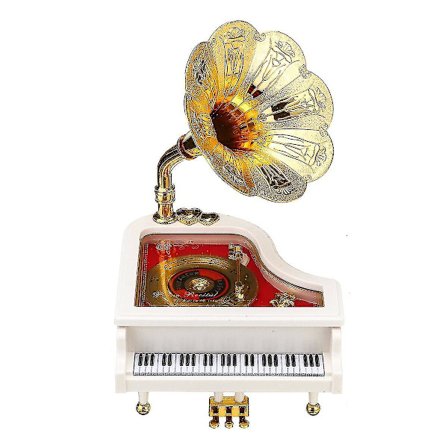 Vintage Retro Piano Levy soitin Kultaisen Trumpetin Sarven Musiikkilaatikko Koti Koristeet