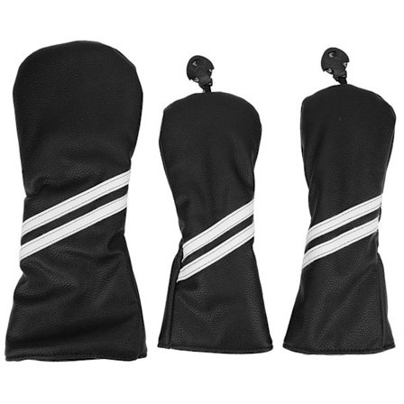 Golf Wood Headcover Set Stripes Driver Head Cover Svart