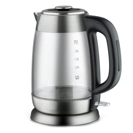 Elektrisk vattenkokare i glas 2000W Snabb vattenkokare BPA-FRI Borosilikatglas 2 Liters Kapacitet LED-ljus Automatisk avstängning