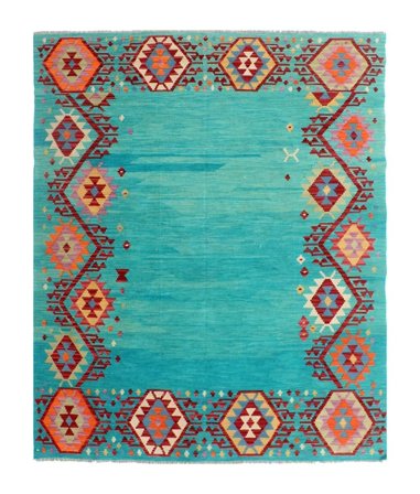 Käsinkudottu Kelim Afghan Old Style Matot 180X246 Villamatto Tumma Petrol/Musta Matto