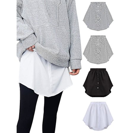 4 stk Skjorteforlenger for Kvinner Justerbar Lagdelt Falsk Topp Nedre Sveip Skjorte Halv Lengde Mini Skjørt (flerfarget, XL)